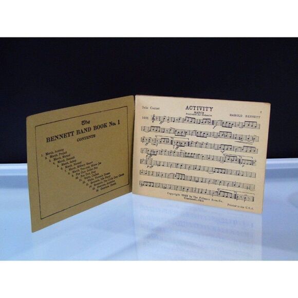 Solo Cornets Antique 1923 Sheet Music Booklet Bennett Band Book Cincinnati Ohio - Picture 2 of 6